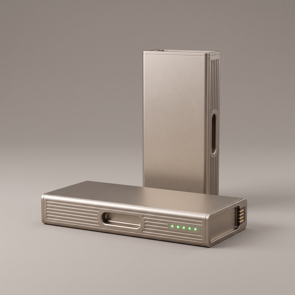 Two titanium hot-swap battery packs.