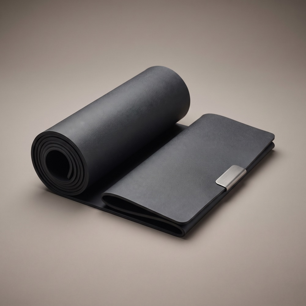 Rolled car boot mat and magnetic boot-lip guard.